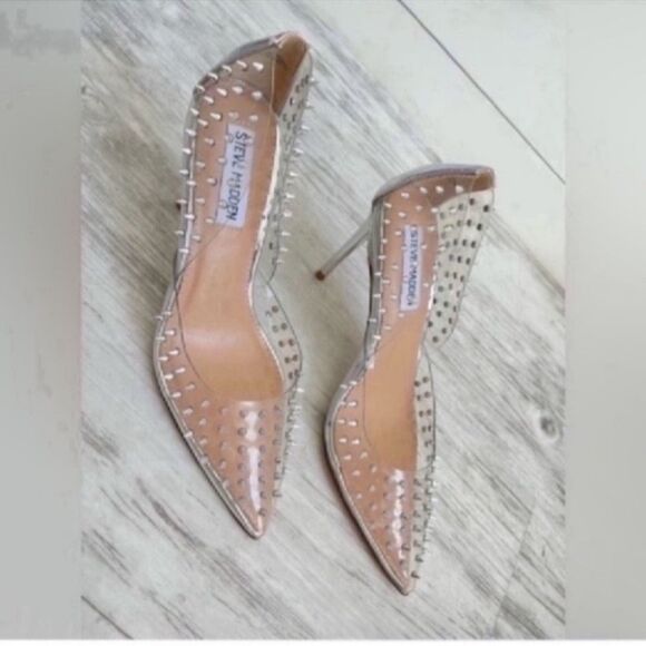Women's Steve Madden Vala Pumps Clear Silver Spiked Size 5.5 - Picture 12 of 15